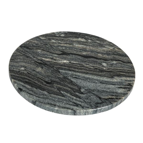 Storied Home 11 in. Gray Marble Round Cheese and Cutting Board