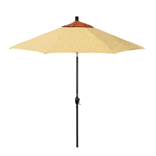 California Umbrella 9 ft. Bronze Aluminum Market Patio Umbrella with Crank Lift and Push-Button Tilt in Palmetto Sawgrass Pacifica Premium