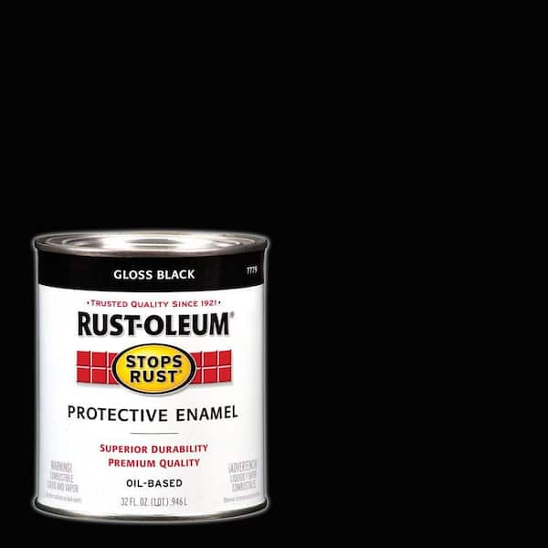 Rust-Oleum Stops Rust 1 qt. Protective Enamel Gloss Black Interior/Exterior Paint (2-Pack)