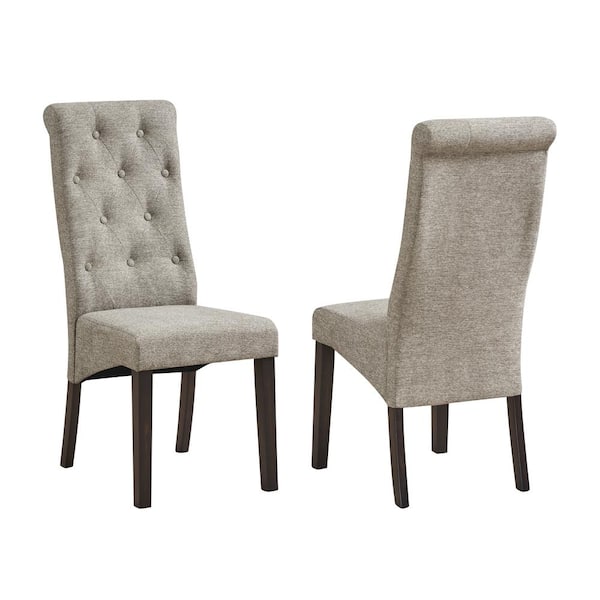 Signature Home SignatureHome Lemont Light Grey/Black Finish Solid Wood Tufted Parsons Chair Set of 2. Dimension (25Lx18Wx41H)