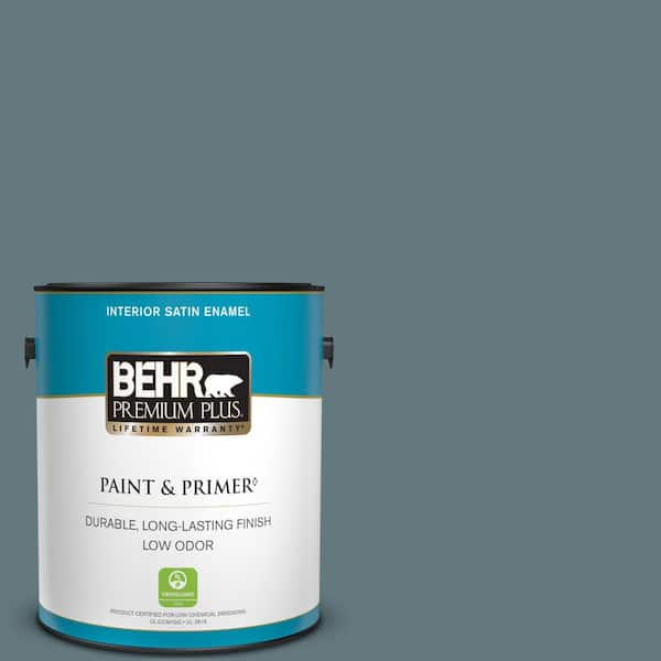 BEHR PREMIUM PLUS 1 gal. #BXC-81 Crater Lake Satin Enamel Low Odor Interior Paint & Primer