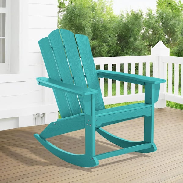 JEAREY Classic Outdoor Plastic Rocking Chair in Tiffany Blue