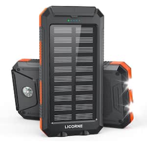 Solar Charger Power Bank in Orange, 30000mAh Fast Charging QC3.0 Dual USB Port Battery