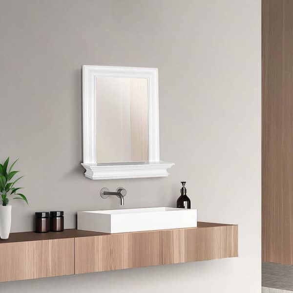 Stratford 18 in. W x 24 in. H Rectangular Framed Wall Bathroom Vanity Mirror in White