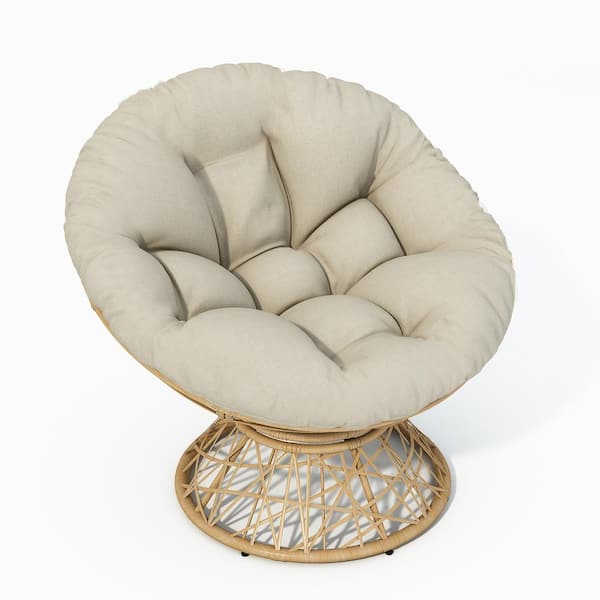 Unbranded 40 in. Ergonomic Wicker Papasan Chair-Cloud-Like Thick Cushion, Waterproof and UV-Resistant Fabric, 360° Swivel