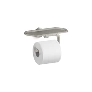Occasion Wall Mounted Toilet Paper Holder with Tray in Vibrant Brushed Nickel