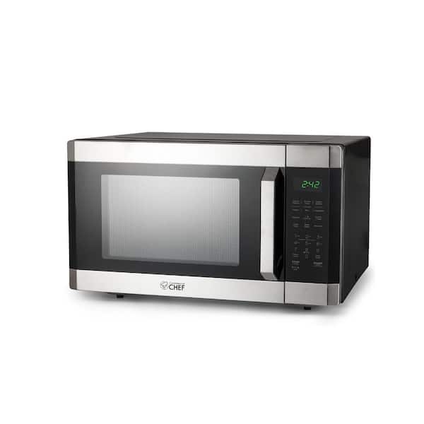 Commercial CHEF 21.8 in. Width 1.6 cu.ft. Stainless Steel/Black 1100-Watt Countertop Microwave Oven