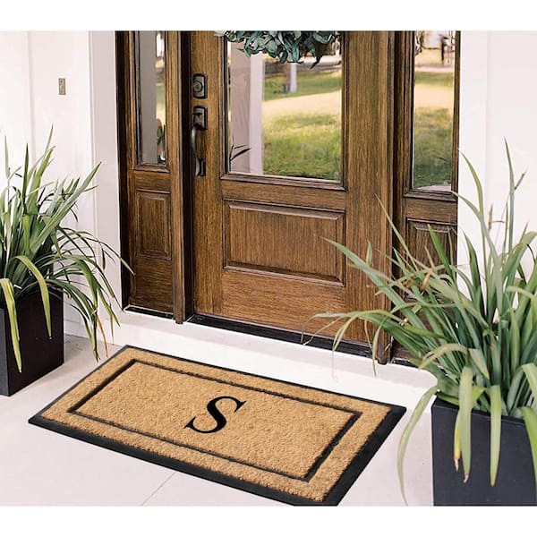 A1 Home Collections A1HC Border Beige 24 in. x 39 in. Rubber and Coir  Heavy-Duty Outdoor Entrance Durable Monogrammed S Door Mat A1HOME200164-S -  The Home Depot