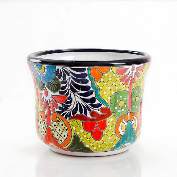 Unbranded Small Gelatin 11.5 in. W x 9.5 in. H Talavera Indoor Ceramic Decorative Pot