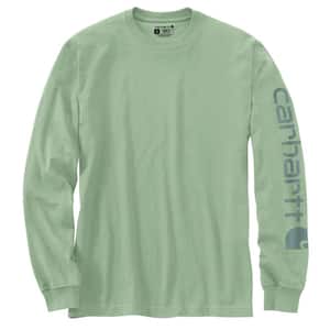 Men's X-Large Soft Green Cotton Loose Fit Heavyweight Long Sleeve Graphic T-Shirt