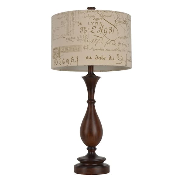 Decor Therapy Script 29.25 in Brown Table Lamp with Linen Shade