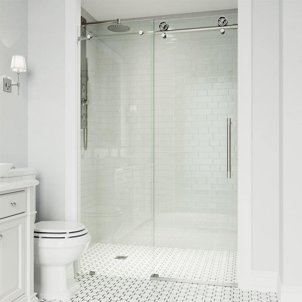 Cass 72" Frameless Sliding Shower Door with Clear Glass