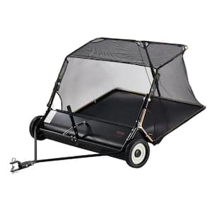 52 in. Lawn Sweeper Tow Behind, 26 Cu. Ft. Large Pull Behind Grass Sweeper, 15 in. Edger Heavy Duty Leaf Grass Collector