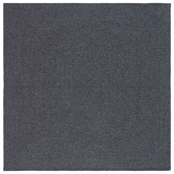 Braided Black 6 ft. x 6 ft. Machine Washable Concentric Woven Square Area Rug