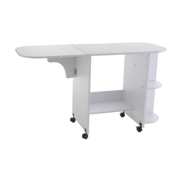 wheels Sewing Craft Table Sewing Table Double Folding Mobile Desk New 