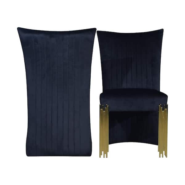 New Classic Furniture Empire Black Velvet Fabric Upholstered Dining Side Chair (Set of 2)