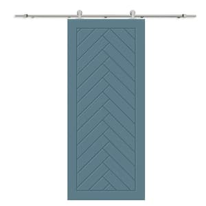 24 in. x 84 in. Dignity Blue Stained Composite MDF Paneled Interior Sliding Barn Door with Hardware Kit