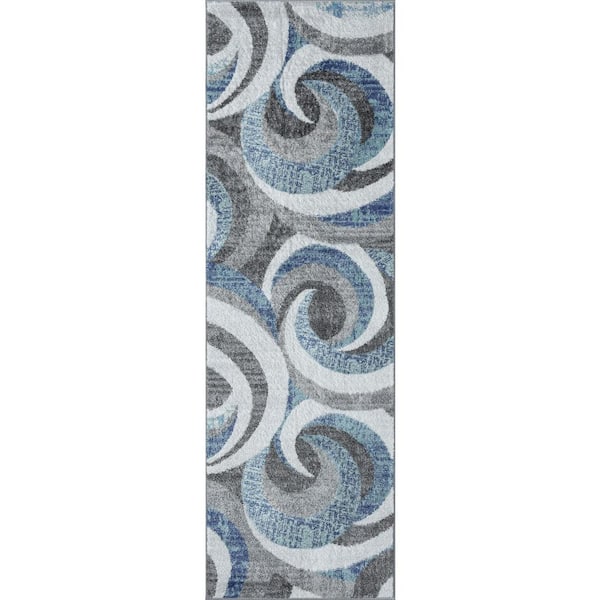Tayse Rugs Jaize Abstract Dark Gray 2 ft. x 8 ft. Indoor Runner Rug