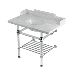 Pemberton 36 in. Marble Console Sink with Acrylic Legs in Marble White Polished Chrome