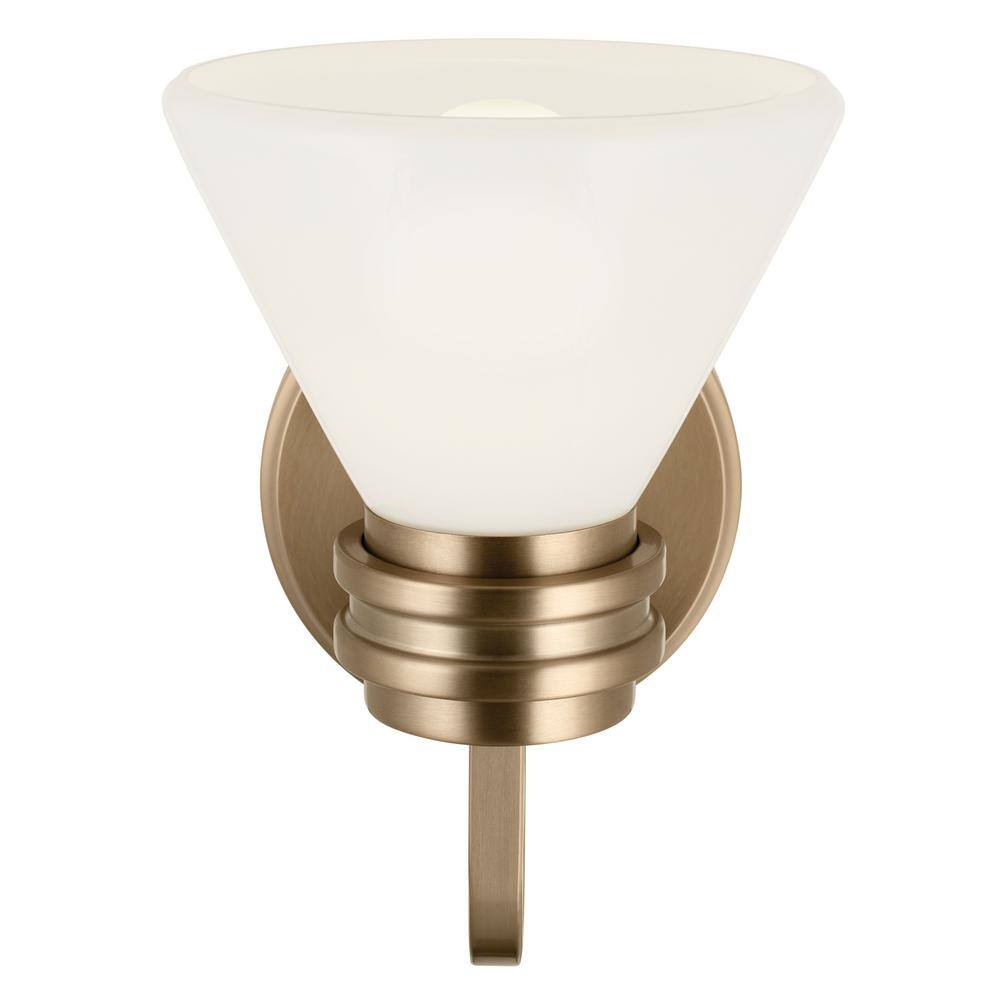 Champagne Bronze Direct Wired Electric Wall Sconce with Opal Glass Shade
