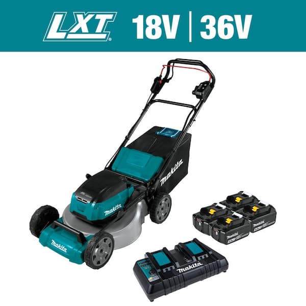 Makita 18 in. 18V X2 (36V) LXT Lithium-Ion Cordless Walk Behind Self Propelled Lawn Mower Kit with 4 Batteries (5.0 Ah)