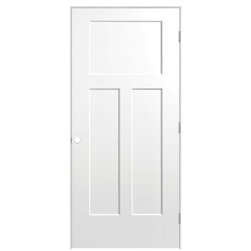 36 in. x 80 in. 3-Panel Winslow Left-Hand Hollow Core Ultra-Pure White Molded Composite Single Prehung Interior Door price history on PriceWatchPro