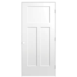 36 in. x 80 in. 3-Panel Winslow Left-Hand Hollow Core Ultra-Pure White Molded Composite Single Prehung Interior Door