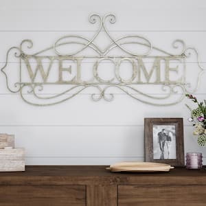 "Welcome" Decorative Rustic Metal Cutout Wall Sign