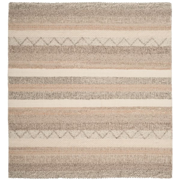 Natura 11 ft. x 11 ft. Square Beige Striped Gradient Area Rug