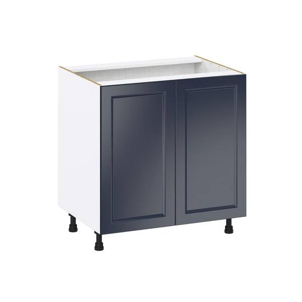 J COLLECTION Devon Painted Blue Recessed Assembled Sink Base Kitchen Cabinet w/ Full Height Doors (24 in. W x 34.5 in. H x 24 in. D)