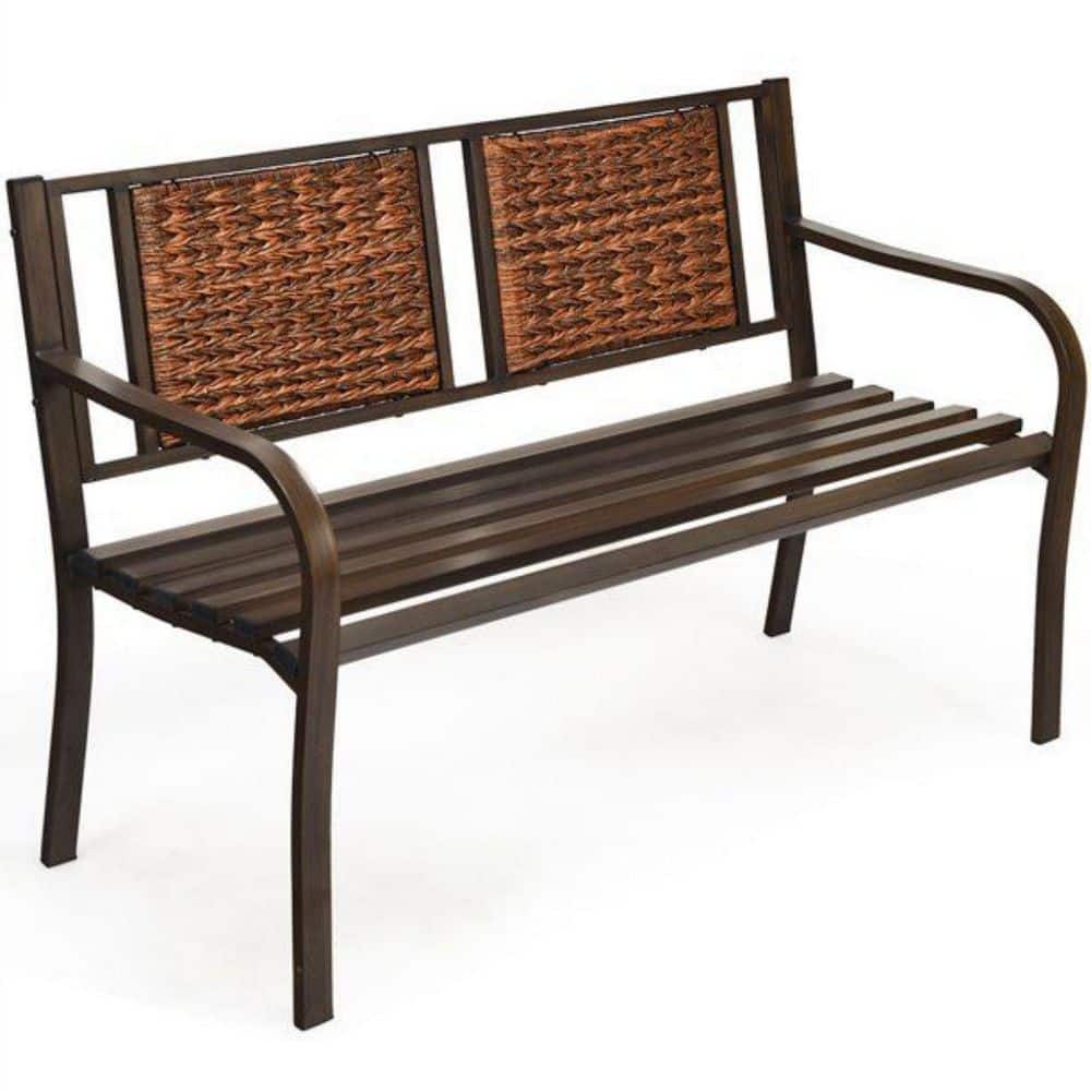 50.5 in. Bronze Terrace Garden Steel Frame Metal Bench
