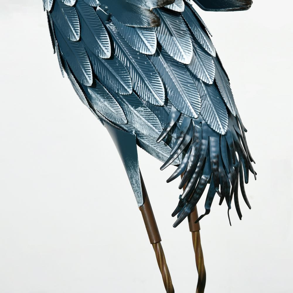 Blue and White Metal Heron Garden Statues Set of 2