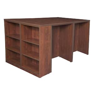 Magons Cherry Stand Up 2 Desk/Storage Cabinet/Lateral File Quad with Bookcase End