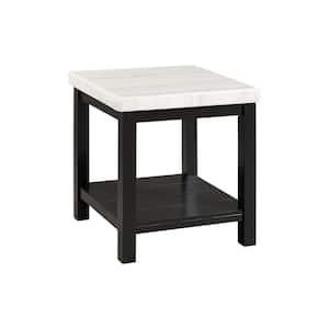 Evie White Marble Square 28 in. End Table