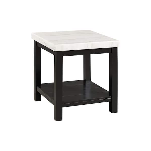 Picket House Furnishings Evie White Marble Square 28 in. End Table