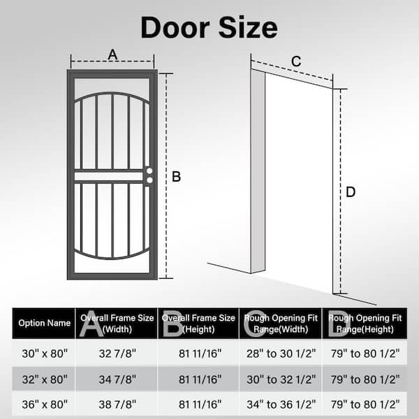 ARK DESIGN 36 in. x 80 in. Universal/Reversible Hinging Black