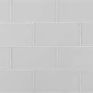 Morning Glow White 3 in. x 6 in. Subway Gloss Glass Wall Tile (4 sq. ft./Case)