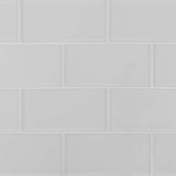 Jeffrey Court Morning Glow White 3 in. x 6 in. Subway Gloss Glass Wall Tile (4 sq. ft./Case)