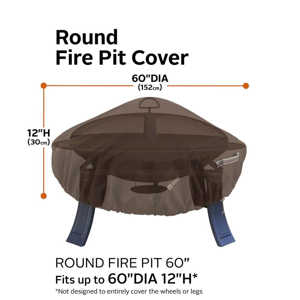 Madrona Waterproof Brown Round Fire Pit Cover with Handles