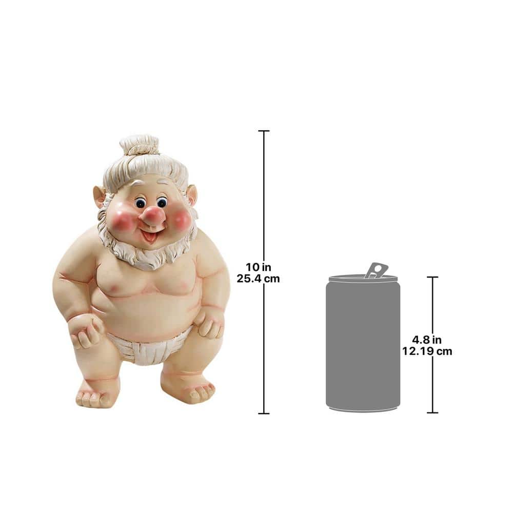 10" Beige Resin Sumo Gnome Garden Statue