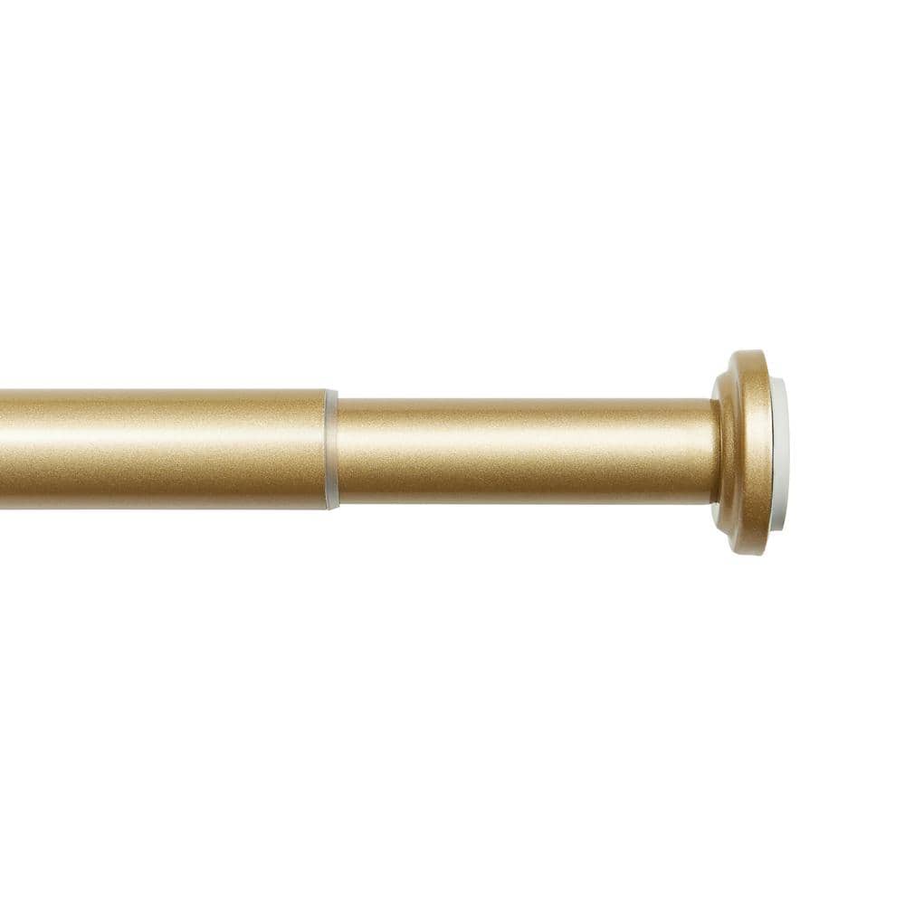 EXCLUSIVE HOME Tension 36 in. - 63 in. Adjustable 1 in. Single Curtain Rod  Kit in Gold with Finial RD012917DSEHB1 A150 - The Home Depot