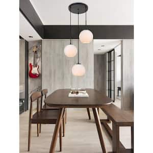 Timeless Home Blake 3-Light Black Pendant with Frosted Glass Shade