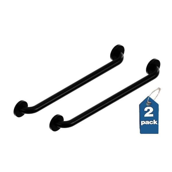 Easy Mount (2x Pack) 24 in. Grab Bar ADA Compliant for Bath and Shower Safety (500 lb. Capacity) in Matte Black