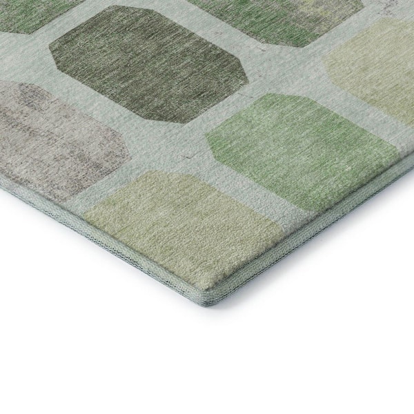 Mayfield Premium Machine Washable Abstract AMF1950 Aloe 5 ft. x 7 ft. 6 in. Area Rug