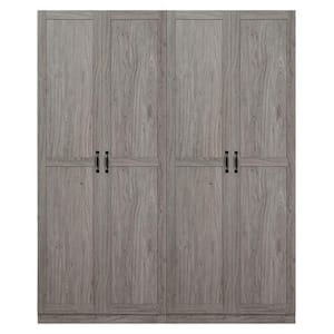 Hopkins Grey 29.6 in. Wide Freestanding Storage Closet Wardrobe with 7 Shelves (Set of 2)