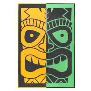 American Art Decor Outdoor Canvas Wall Art, Tiki Mask Tropical Patio & Backyard Decor for Party Unframed 24 in. x 36 in.