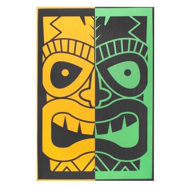 American Art Decor Outdoor Canvas Wall Art, Tiki Mask Tropical Patio & Backyard Decor for Party Unframed 24 in. x 36 in.