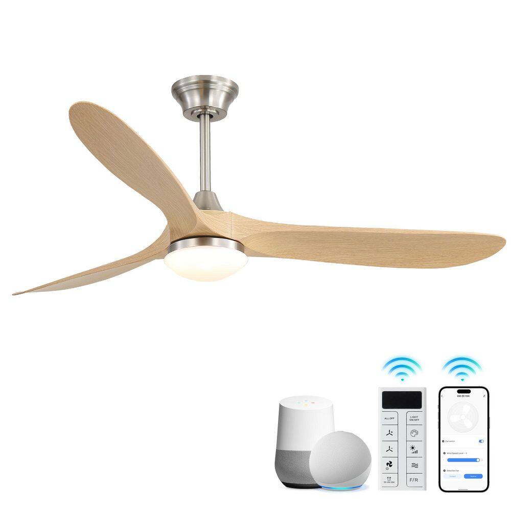 60 in. Indoor/Outdoor Smart Integrated LED Nickel Downrod Ceiling Fan with Light Kit and Remote/APP Control price history on PriceWatchPro