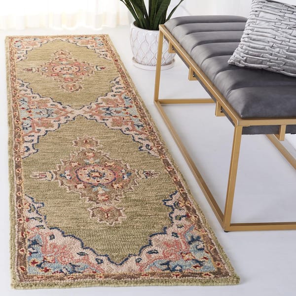 Aspen 2 ft. x 9 ft. Sage/Brown Oriental Runner Rug