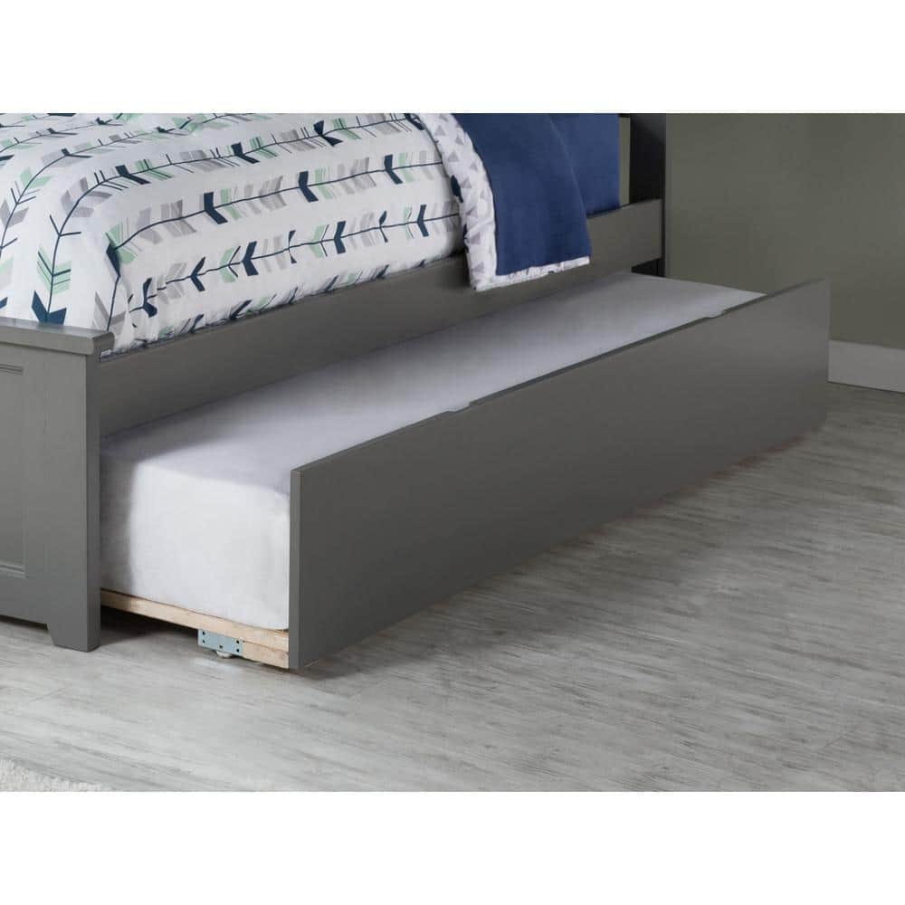 Nantucket Twin Gray Wood Frame Platform Trundle Bed
